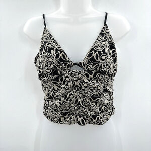 Dolan Anthropologie Cut Out Lace Crop Top Sz XS Black Cream Boho Babydoll $78